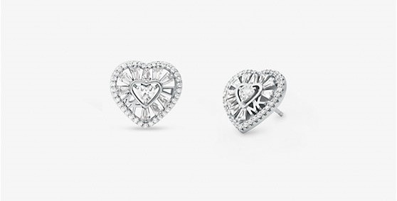 Michael Kors Pave Heart Stud Earrings